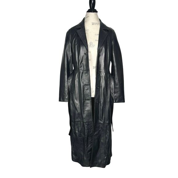 Wilsons Leather | Women | Black Chic Soft Genuine Leather Trench Coat | Medium - Picture 5 of 15